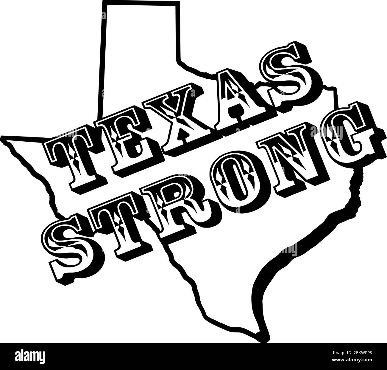 Texas fort sur les contours de l'état du Texas Illustration de Vecteur