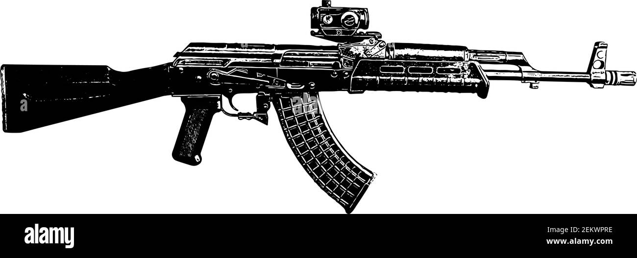 Fusil d'assaut semi-automatique Illustration de Vecteur