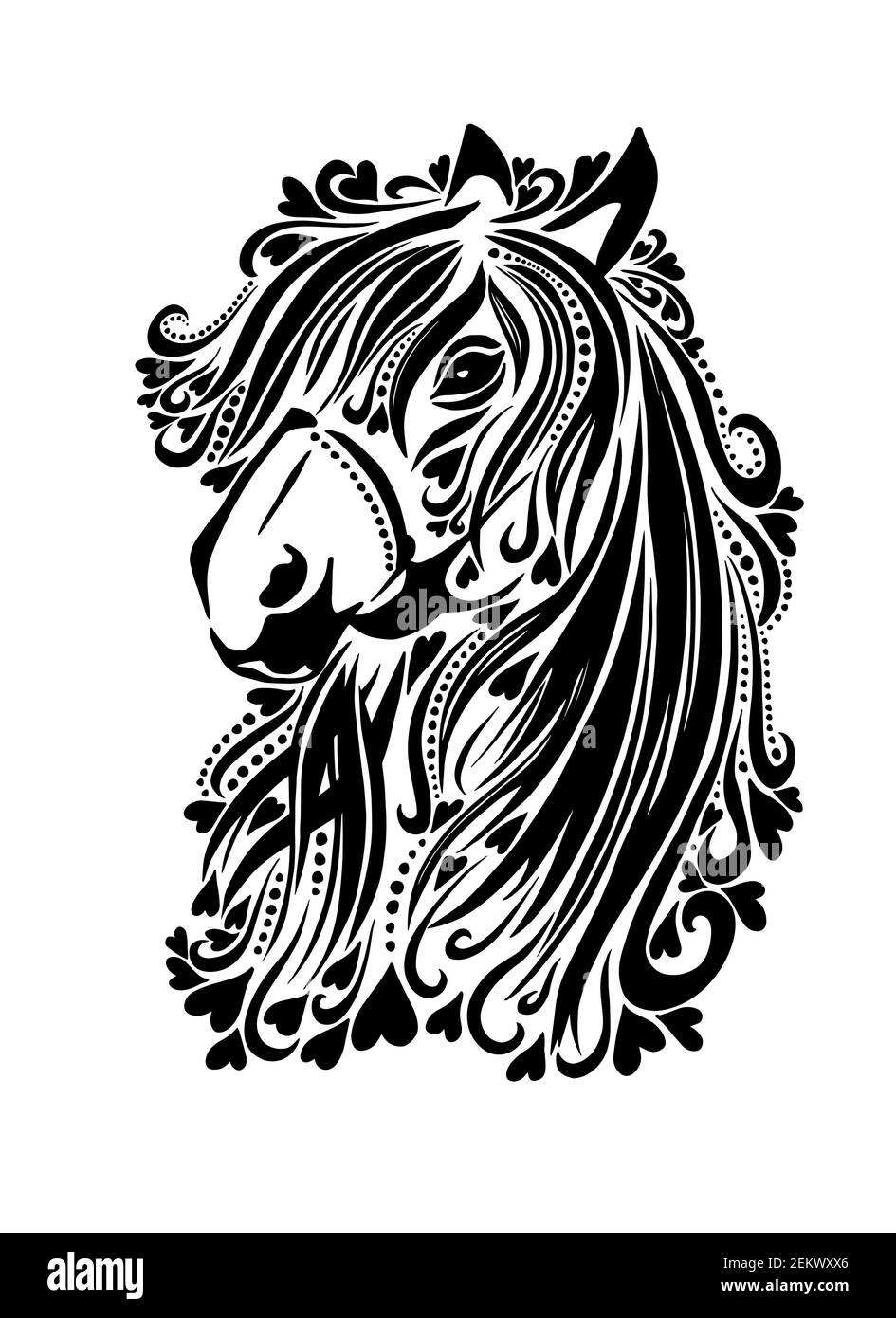 Tatouage Cheval Noir Et Blanc Image Vectorielle Stock Alamy