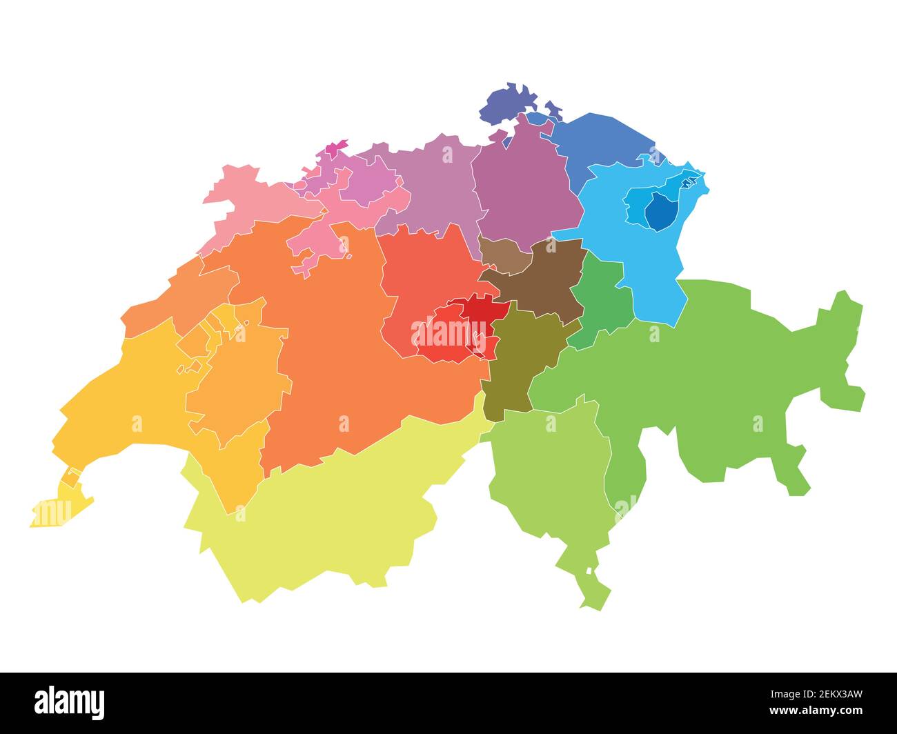 Suisse - carte des cantons Illustration de Vecteur