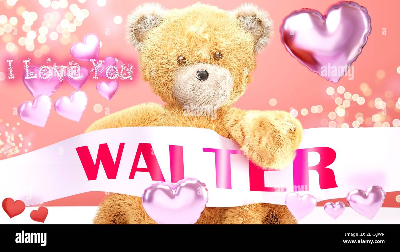 Je t'aime Walter - adorable et adorable ours en peluche lors d'un mariage,  Saint-Valentin ou simplement pour dire que je t'aime carte de célébration  rose, joyeux, joyeux style de fête avec humour
