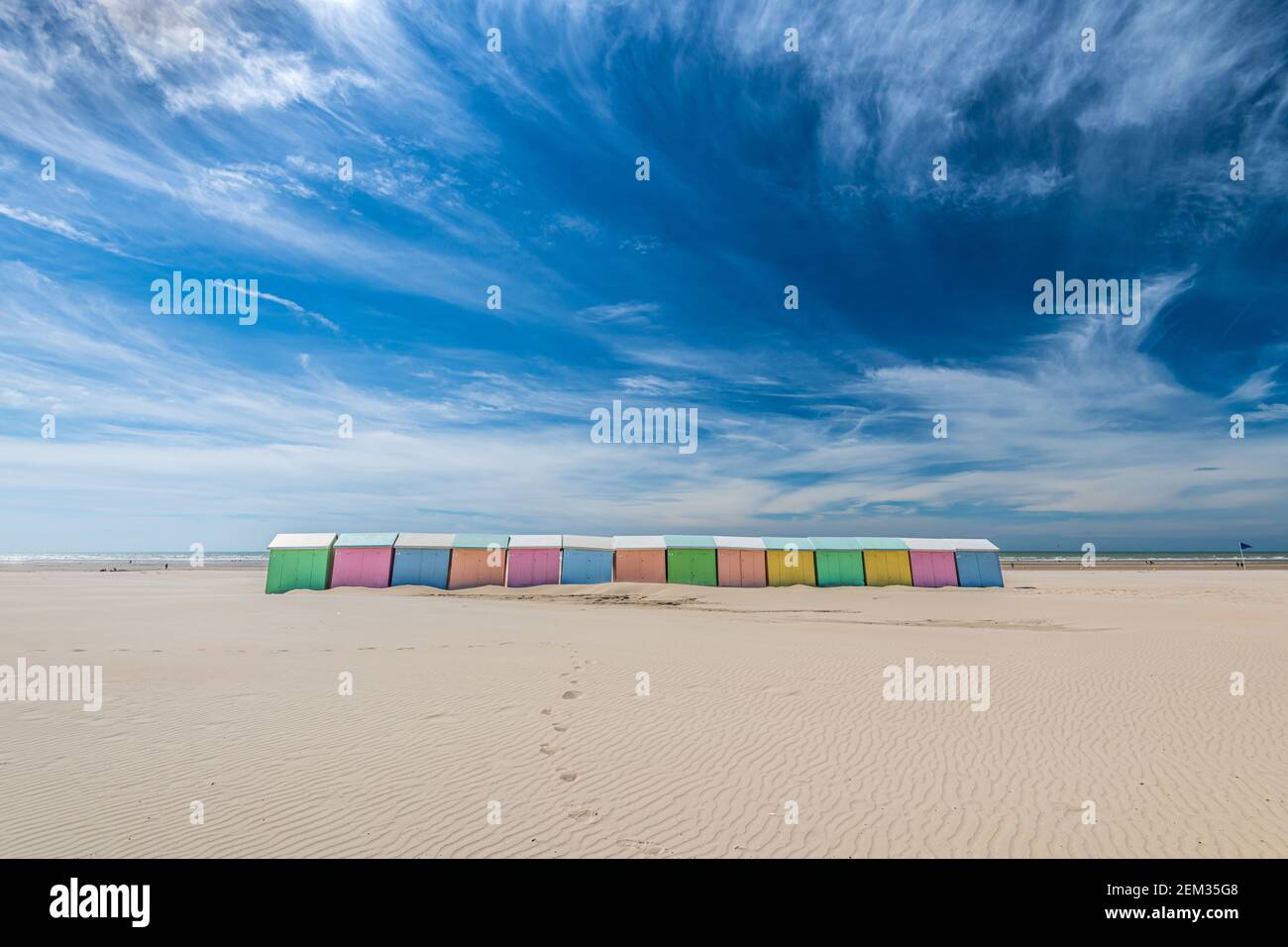 Cabanes de plage, France, hauts de France, Berck sur mer Banque D'Images