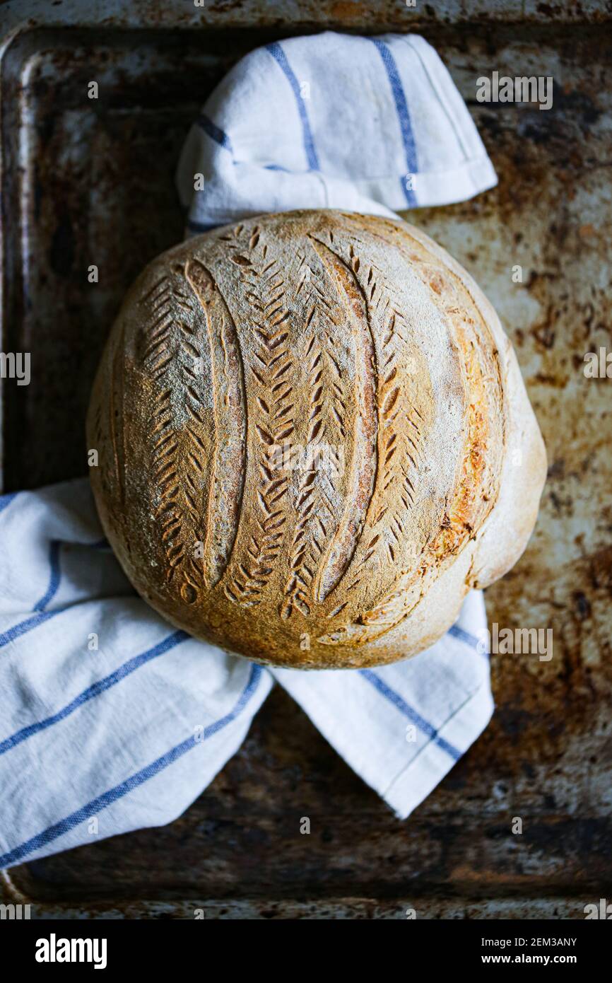 Pain au levain. Faites cuire à la maison au temps du covid Banque D'Images