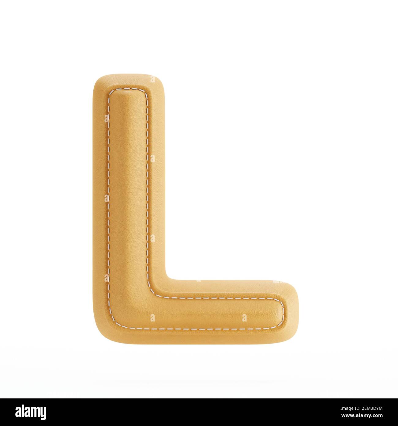 La texture de la peau en cuir jaune alphabet majuscule L. le rendu 3d illustration Banque D'Images