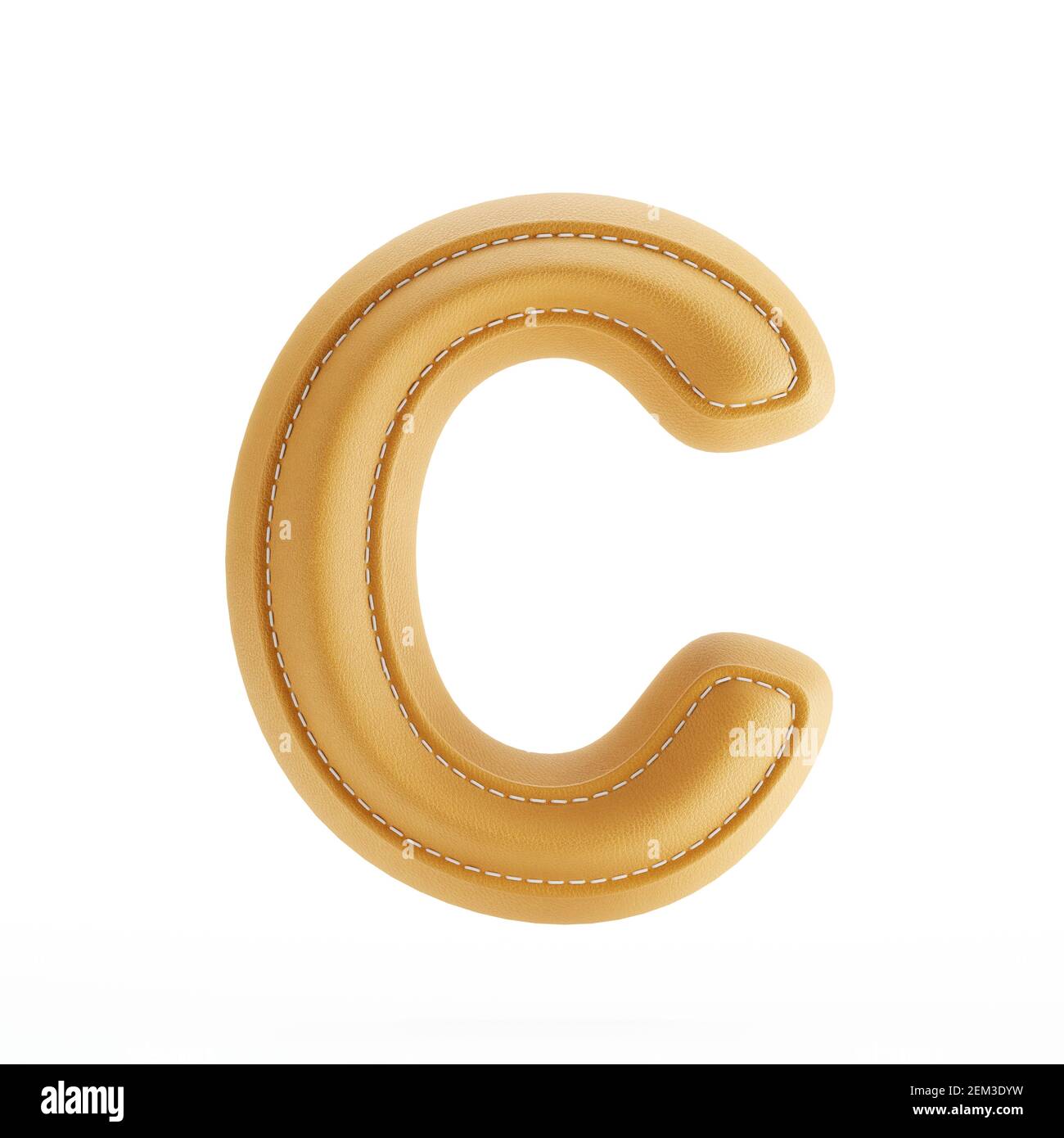 La texture de la peau en cuir jaune alphabet majuscule C. le rendu 3d illustration Banque D'Images