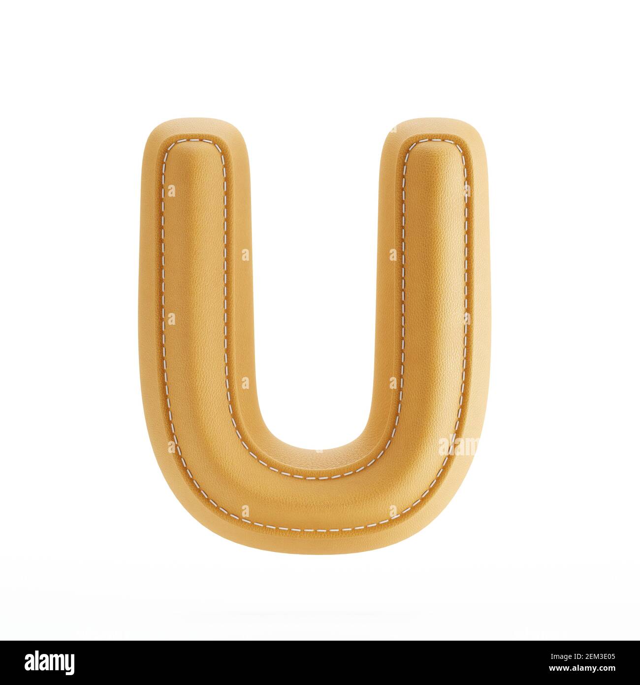La texture de la peau en cuir jaune alphabet majuscule U. le rendu 3d illustration Banque D'Images
