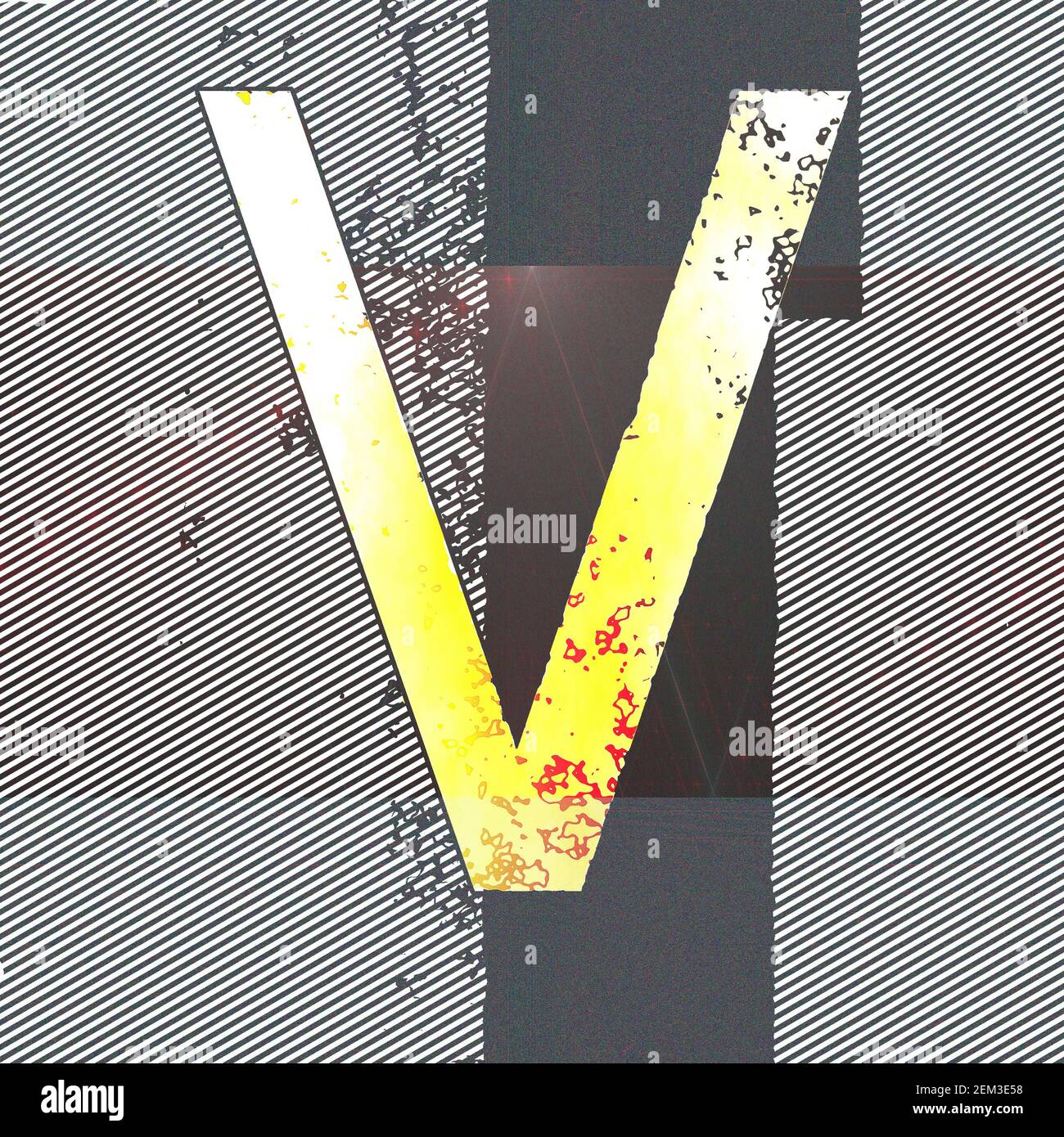 Graphique carré avec le caractère majuscule V comme lettre majuscule Banque D'Images