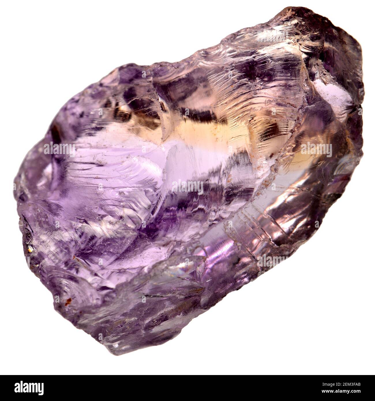 L'Ametrine (sous forme de quartz - mélange d'améthyste et citrine) parfois connu comme trystine ou boliviante Banque D'Images