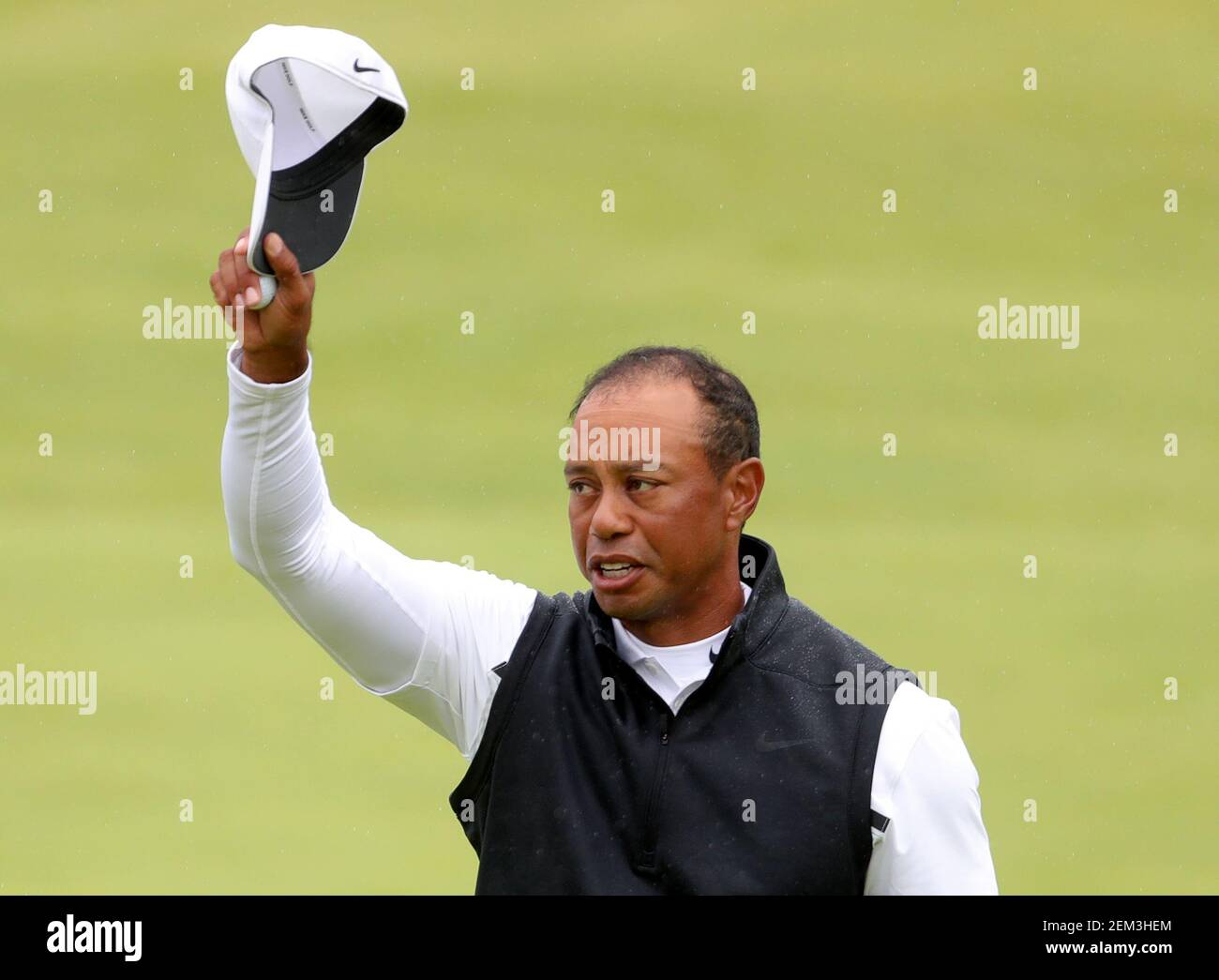 Photo du dossier datée du 19-07-2019 de Tiger Woods des États-Unis après son tour le 18 au cours du deuxième jour du Championnat Open 2019 au Royal Portrush Golf Club. Date de publication : le mercredi 24 février 2021. Banque D'Images