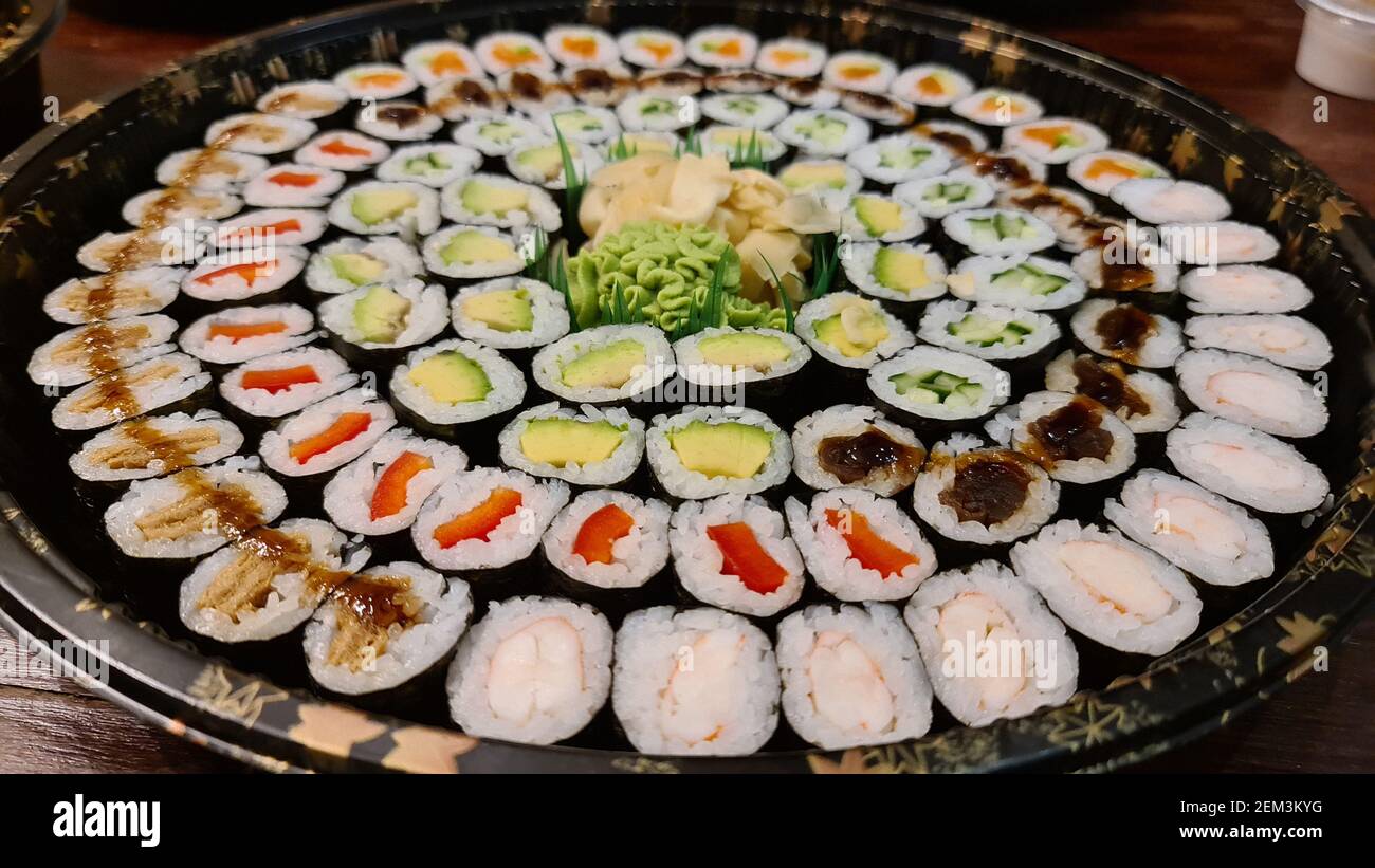 Assiette de sushi Banque D'Images
