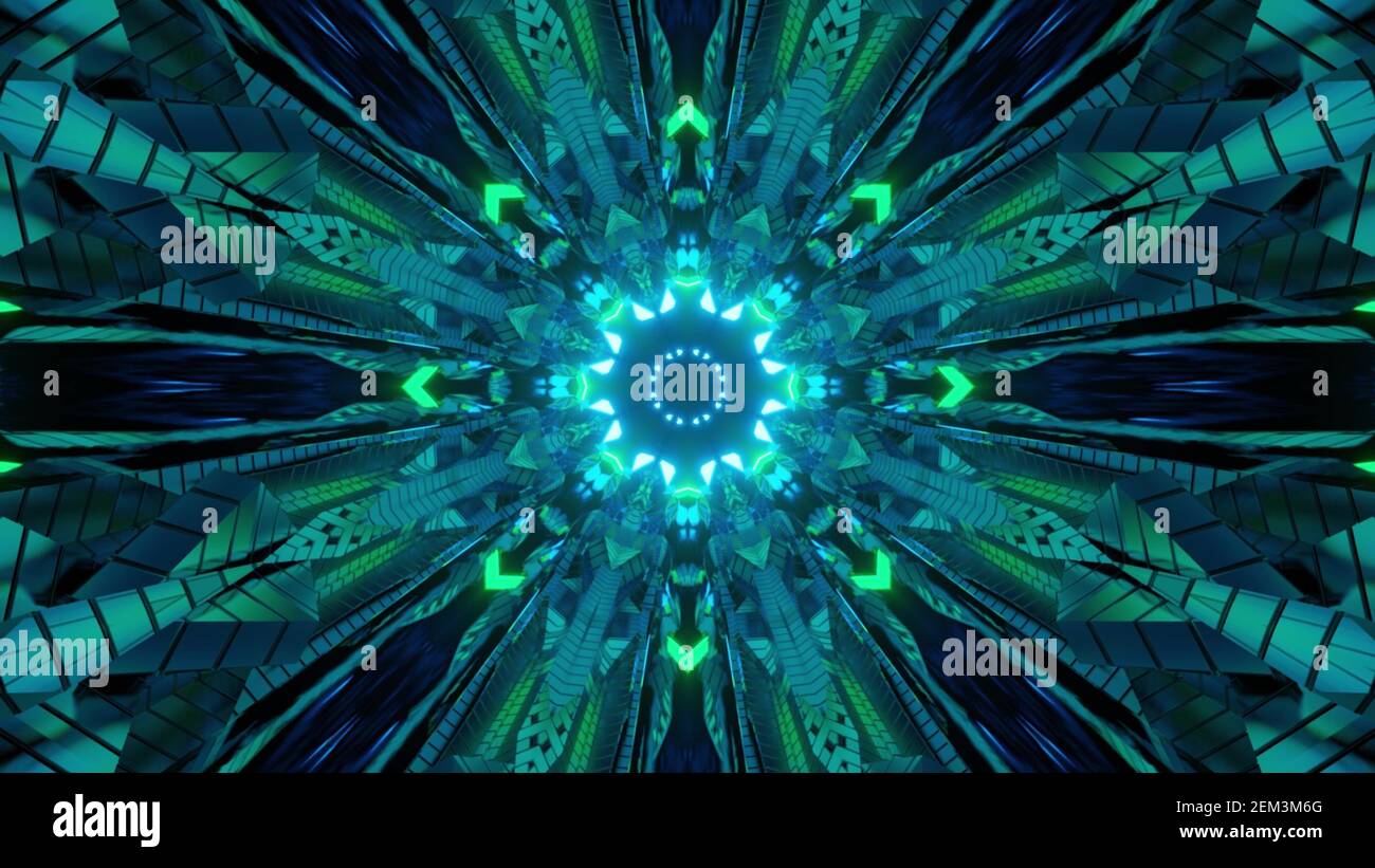 Arrière-plan futuriste abstrait avec ornement lumineux illustration 3d Banque D'Images