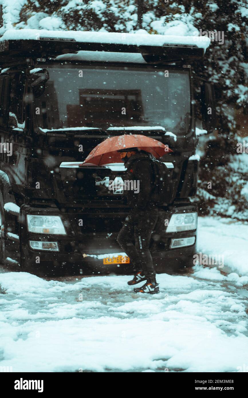 Neige à Athènes Banque D'Images