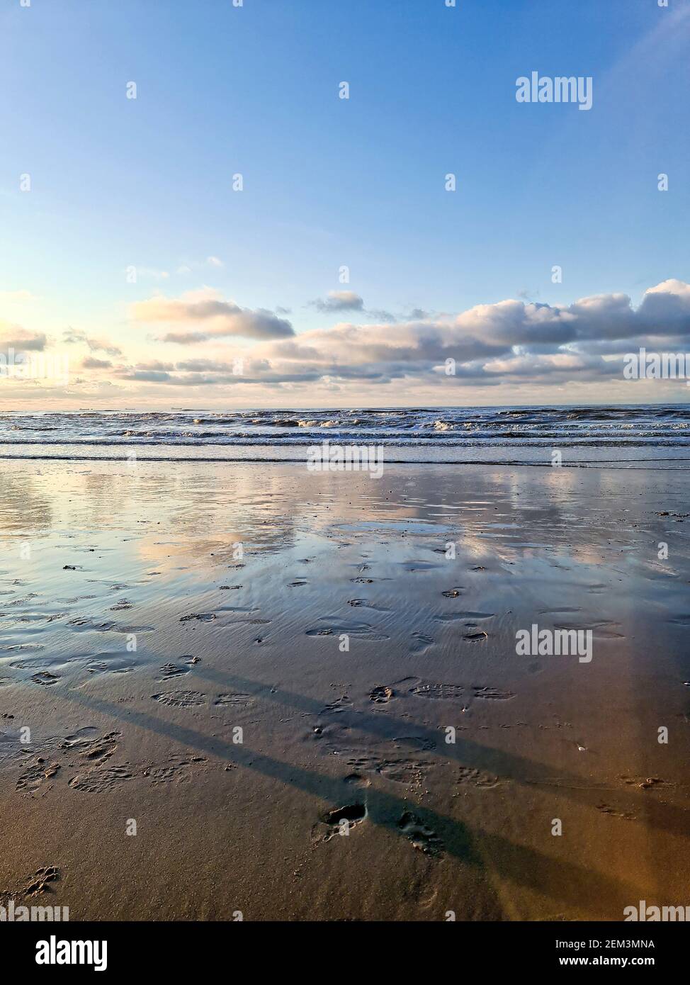 Plage de la mer du Nord dans la soirée, pays-Bas, Noordwijk aan Zee Banque D'Images