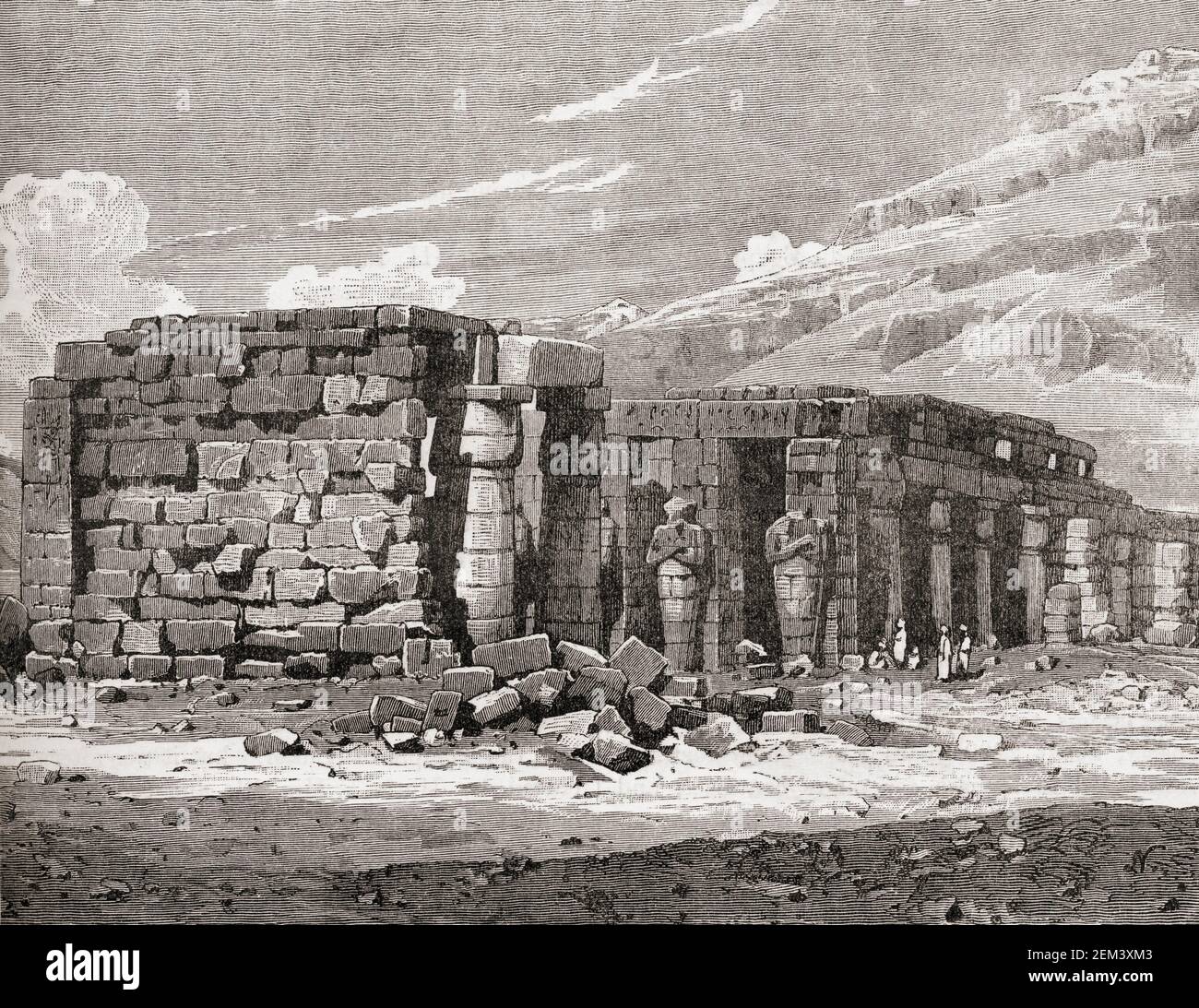 Le Memnonium à Thèbes, comme il l'était au début du XIXe siècle. De l'Histoire universelle de Cassell, publié en 1888. Banque D'Images