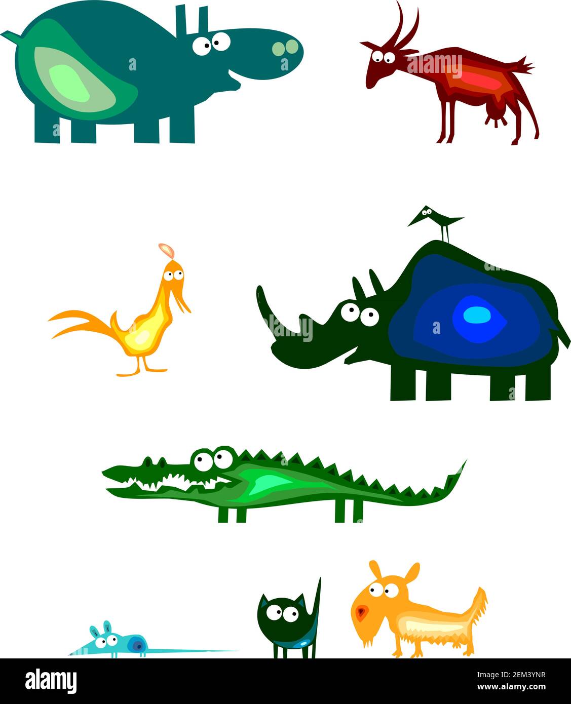 Ensemble d'animaux amusants de dessin animé Illustration de Vecteur