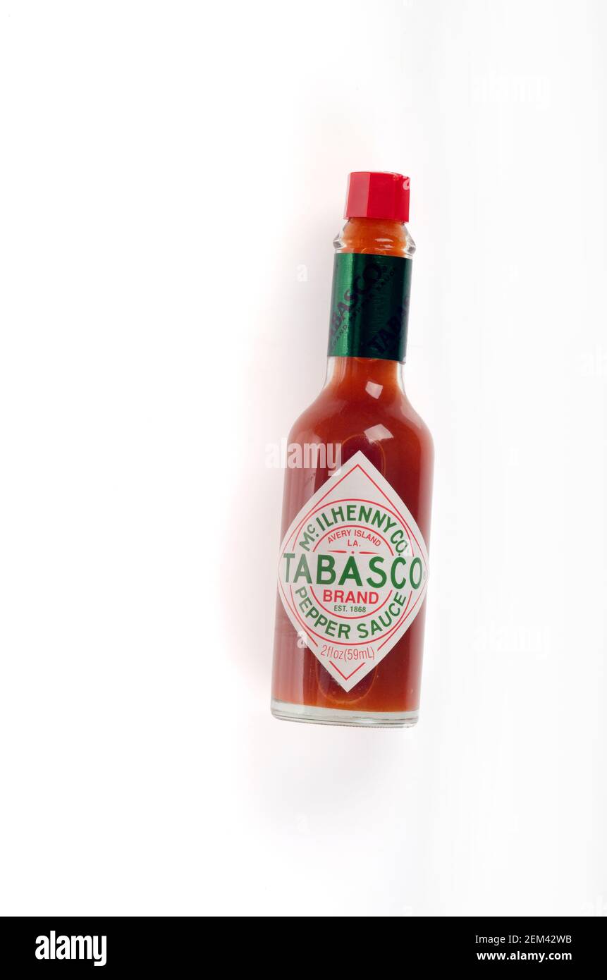 Bouteille de sauce au poivre de Tabasco Banque D'Images