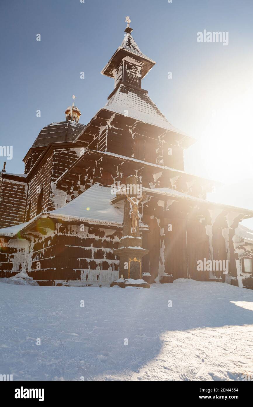 Un paysage enneigé République tchèque - Pustevny, Beskydy, Radegast, Radhost Banque D'Images