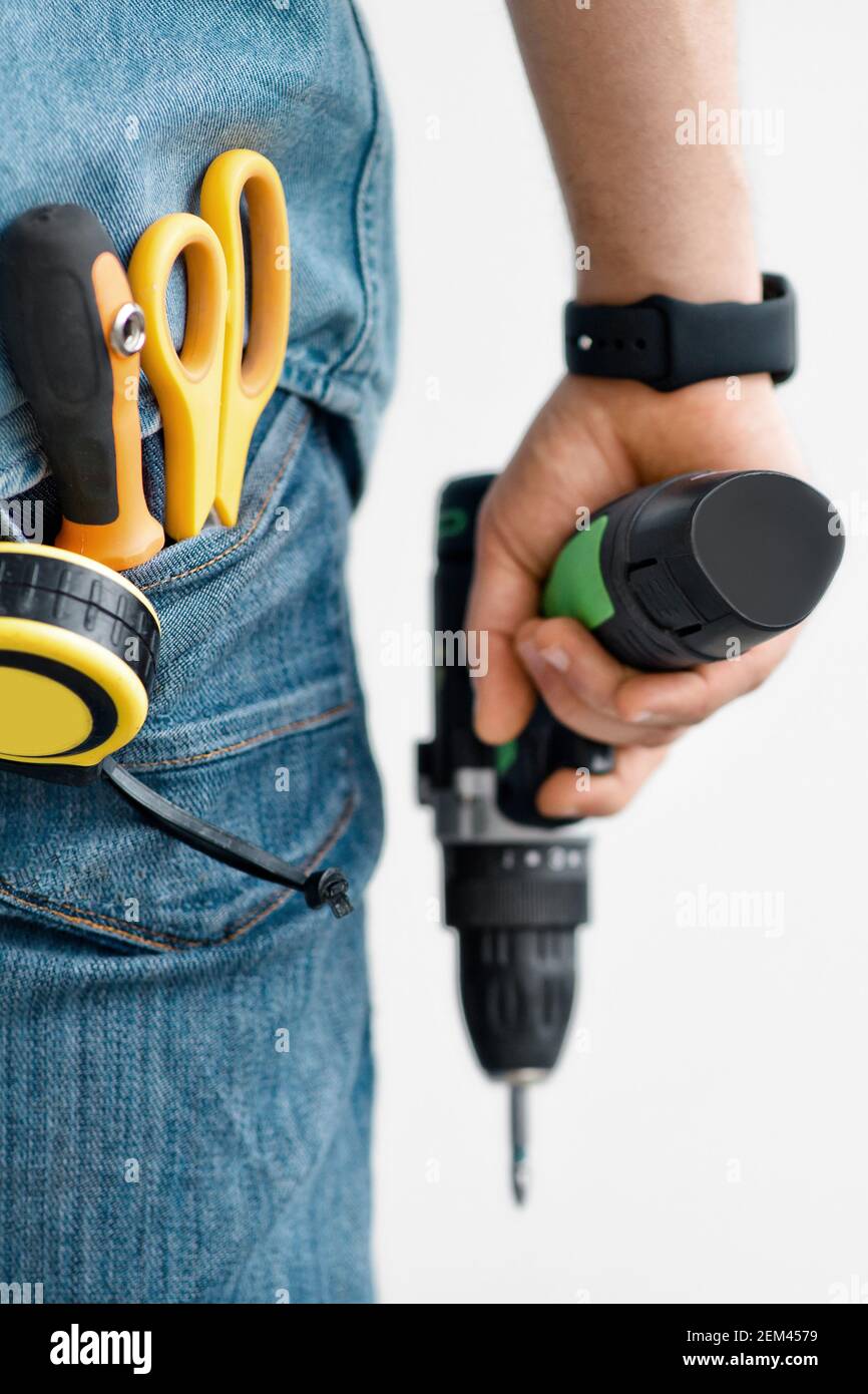 Outil électrique pour la fixation et le constructeur professionnel ou le bricoleur travail Banque D'Images