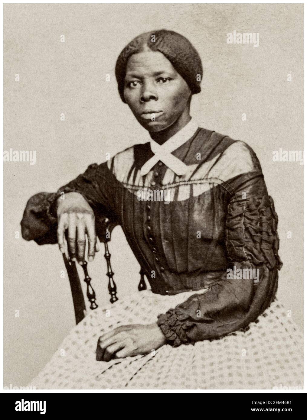 Carte-de-visite portrait de l'Abolitionniste Harriet Tubman des États-Unis (1820-1913), détail, photographie de Benjamin F Powelson, 1868-1869 Banque D'Images