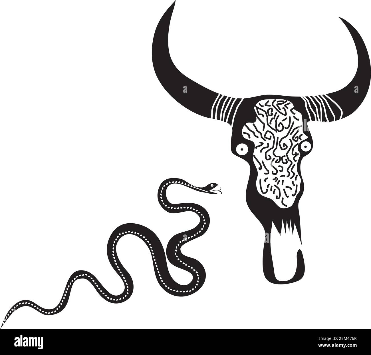 Crâne de serpent et de taureau Illustration de Vecteur