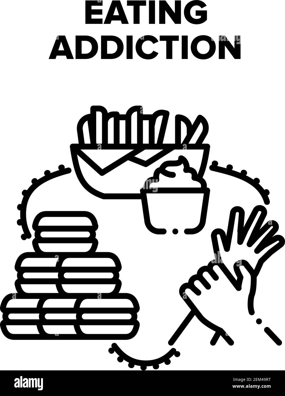 Manger addiction Vector illustrations noires Illustration de Vecteur