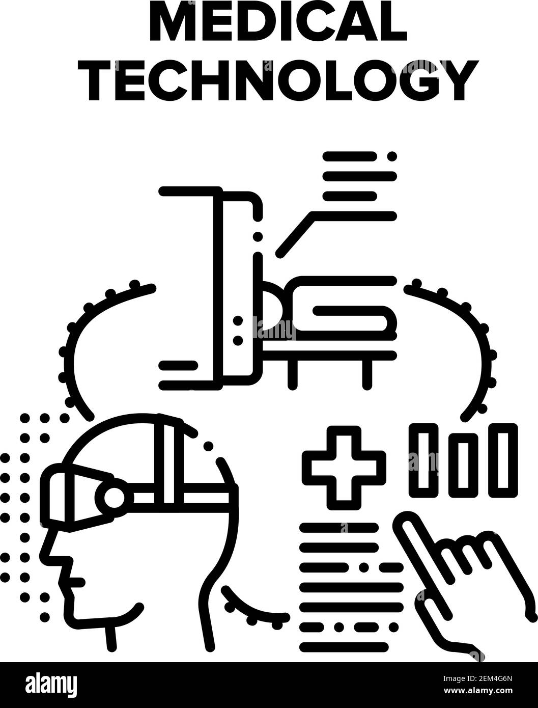 Medical Technology Hospital Vector illustrations noires Illustration de Vecteur