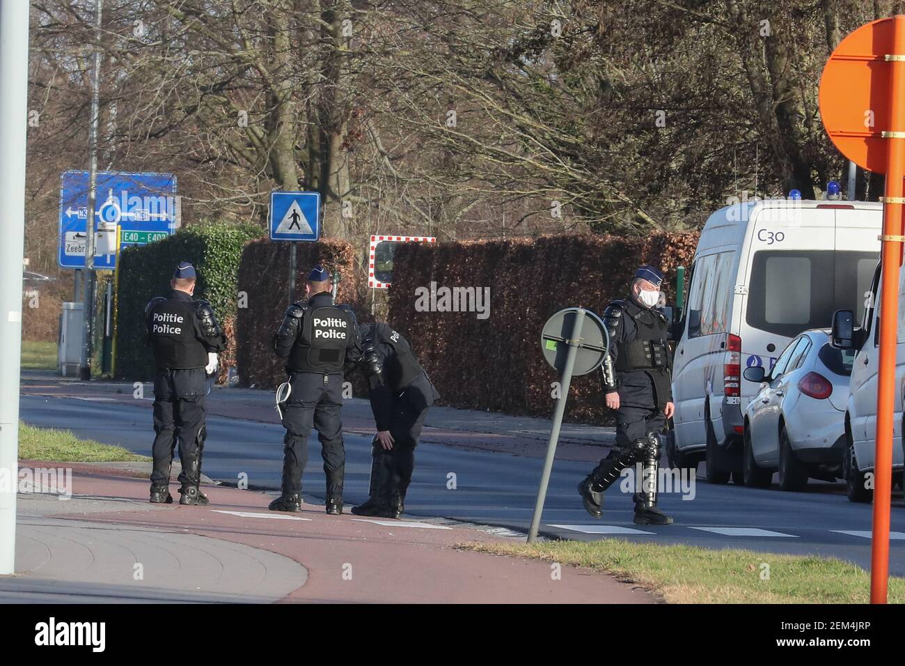 L'illustration montre la prison de Brugge, mercredi 24 février 2021. Selon plusieurs médias, une situation d'otage est actuellement à portée de main Banque D'Images