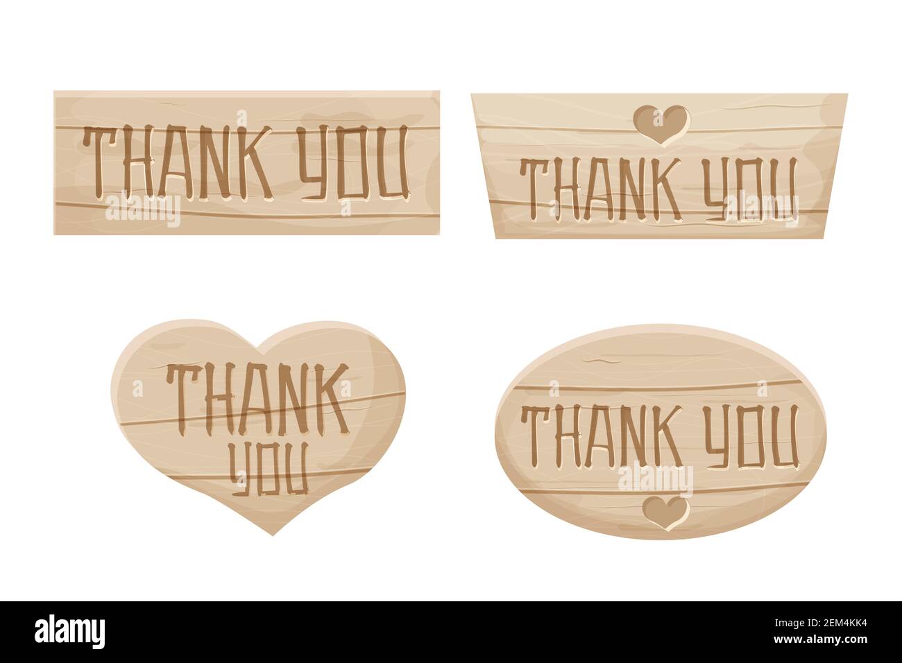 Set bois planches texturées avec texte Merci isolé sur fond blanc. Promotion pour les petites entreprises, merci pour la commande. Bannière, souche pour le client. V Illustration de Vecteur