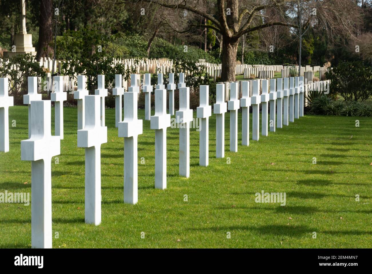 La guerre américaine tombe au cimetière militaire de Brookwood, à Surrey, en Angleterre, le seul cimetière militaire américain de la première Guerre mondiale au Royaume-Uni Banque D'Images
