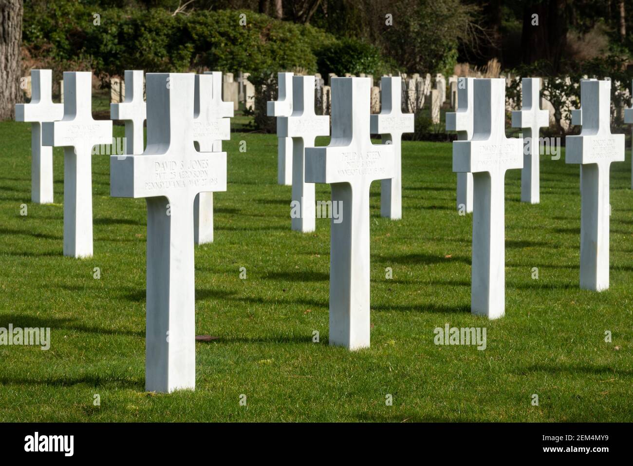 La guerre américaine tombe au cimetière militaire de Brookwood, à Surrey, en Angleterre, le seul cimetière militaire américain de la première Guerre mondiale au Royaume-Uni Banque D'Images