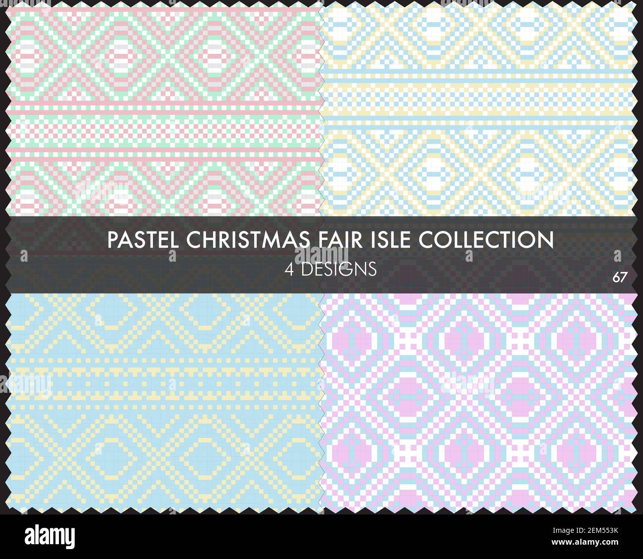 La collection de motifs jacquard de Noël comprend 4 nuances pour les textiles de mode, les tricots et Illustration de Vecteur