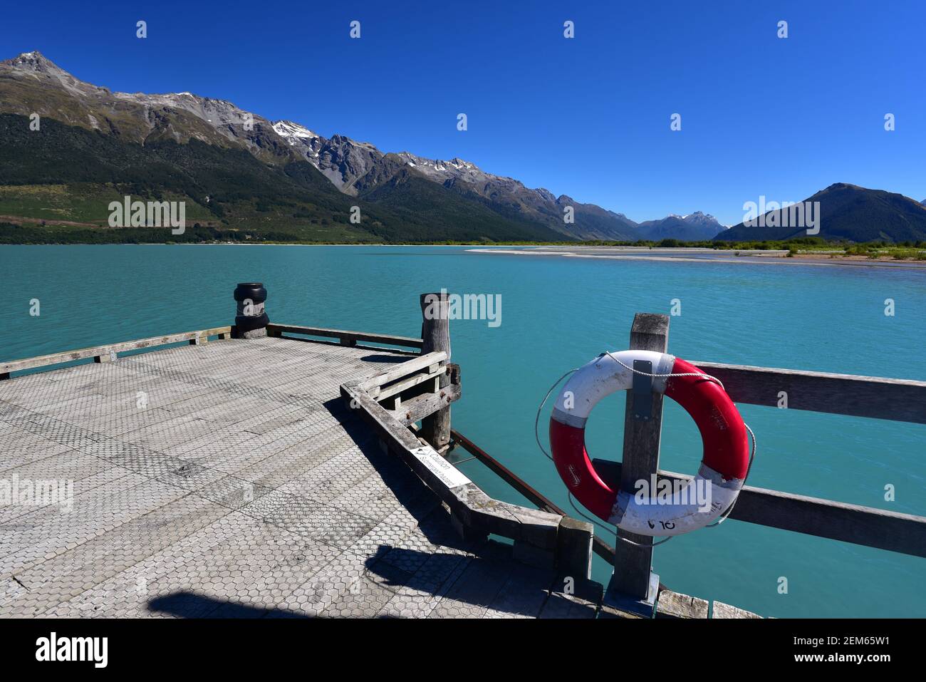 Jetée du lac Wakatipu à Glenorchy près de Queenstown, Nouvelle-Zélande Banque D'Images