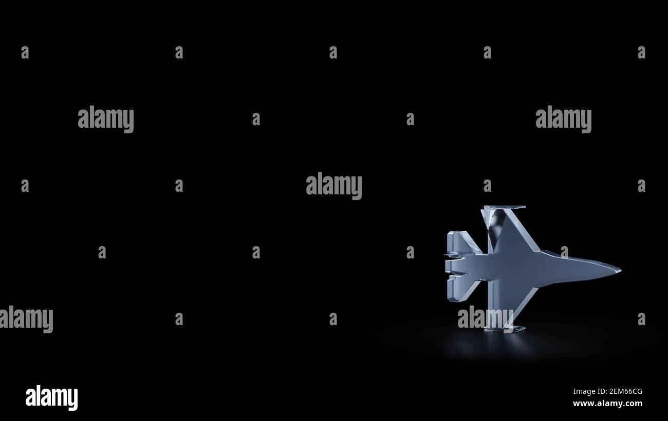 rendu 3d du symbole en verre dépoli du combattant faucon fighting jet isolé sur fond noir avec des réflexions floues sur le sol Banque D'Images