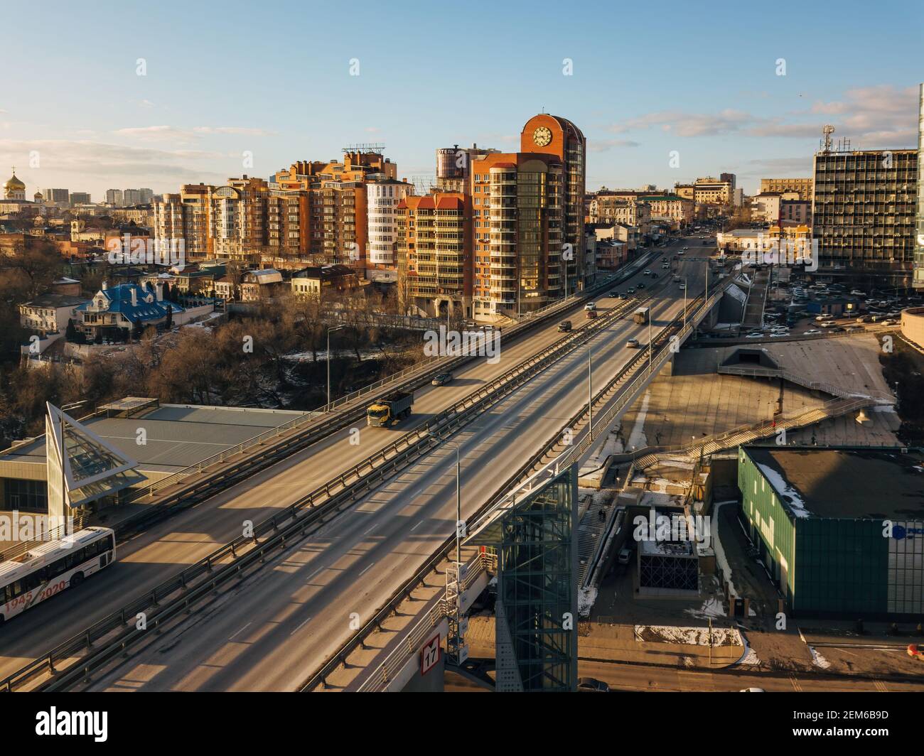 Vue aérienne du centre-ville de Rostov-sur-le-Don, Russie. Banque D'Images