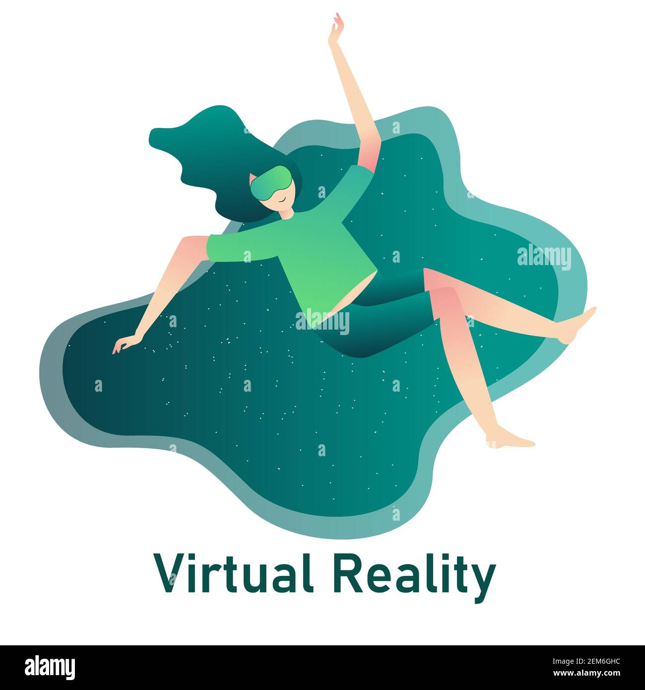 concept de réalité virtuelle sorti les femmes utilisent des lunettes vr avec dessin animé style plat Illustration de Vecteur