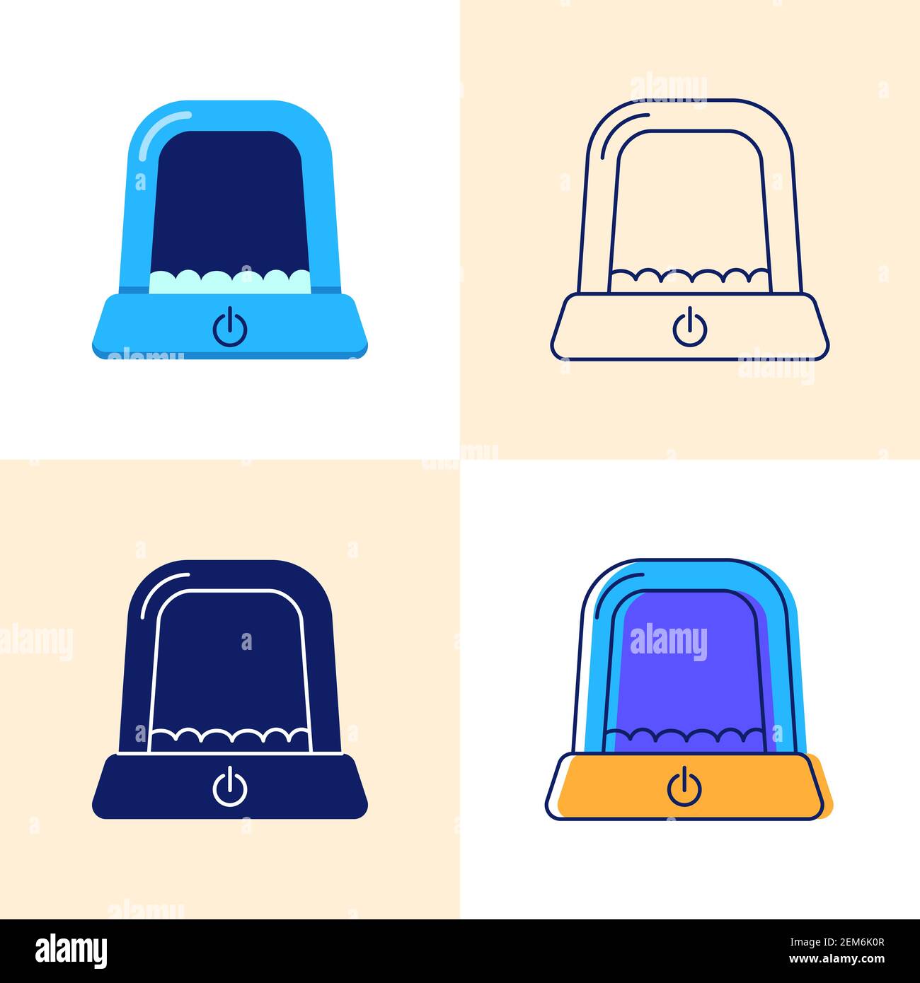 Icône de boîte à litière automatique définie en style plat et ligne. Symbole de conteneur de toilettes pour animaux de compagnie robotisé. Illustration vectorielle. Illustration de Vecteur