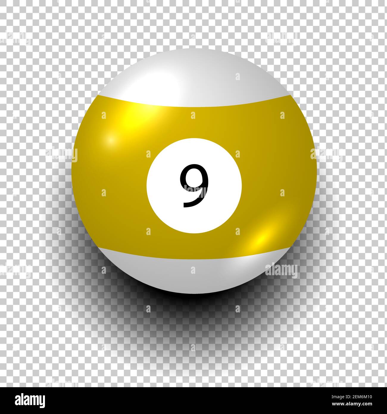 Boule de billard numéro 9. Couleur jaune. Objet vent isolé sur fond transparent. SPE 10 Illustration de Vecteur