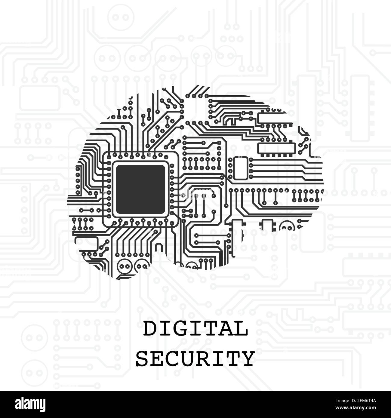 Papier peint Digital Brain Security Illustration de Vecteur