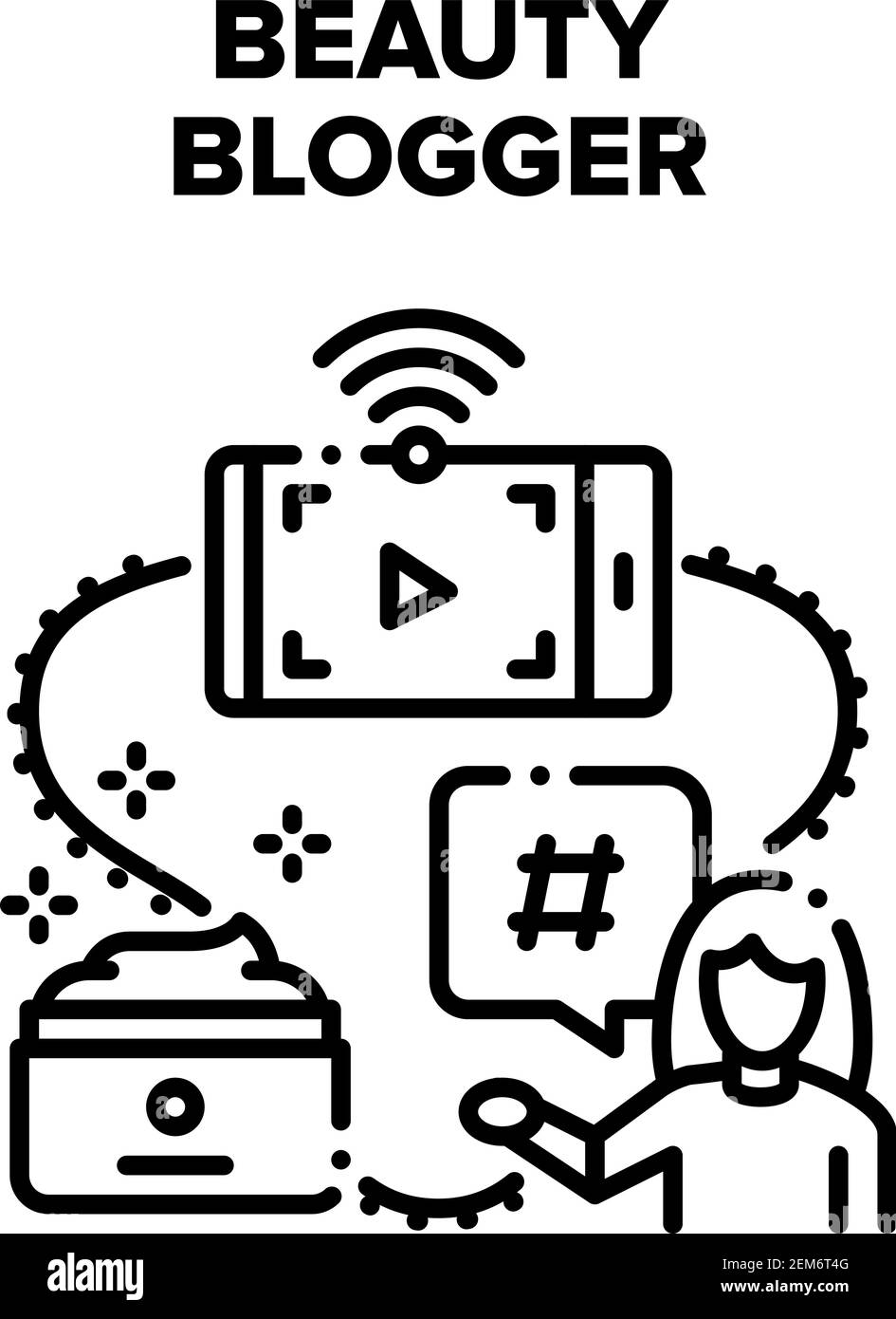Illustrations noir du vecteur de Blogger de beauté Illustration de Vecteur