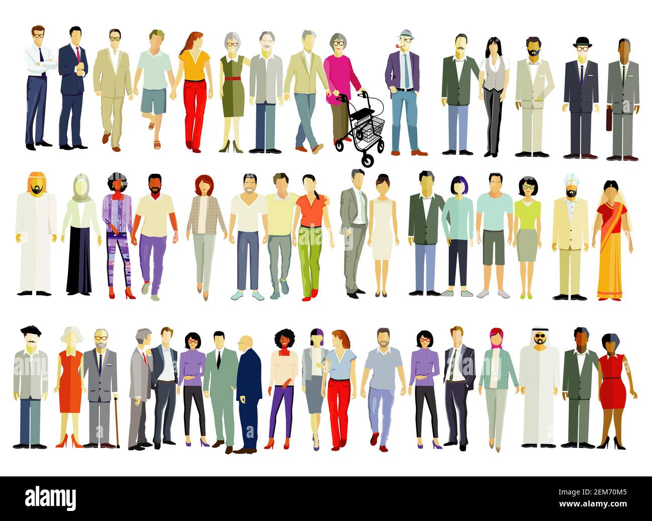 Grand groupe de personnes différentes isolées - illustration vectorielle Illustration de Vecteur