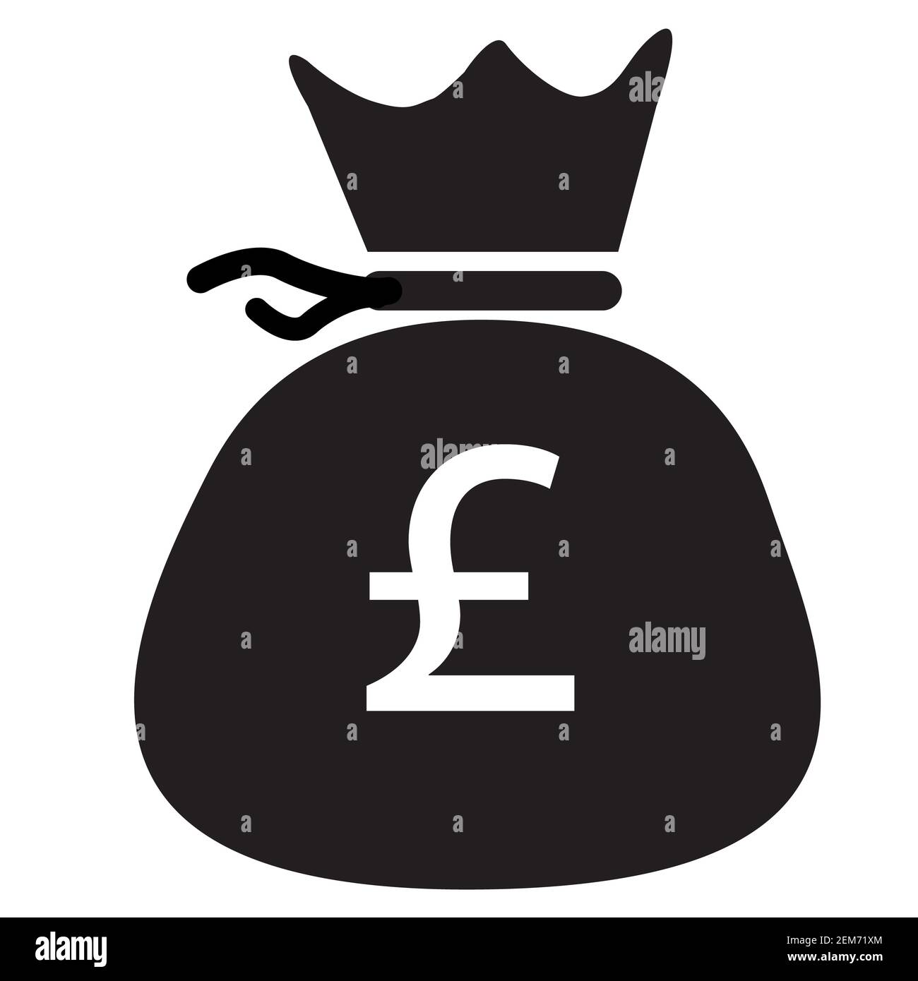 Icône de sac de livres sur fond blanc. style plat. Icône de sac d'argent pour la conception de votre site Web, logo, application, UI. Symbole de livre GBP noir. Symbole de sac de devises Banque D'Images