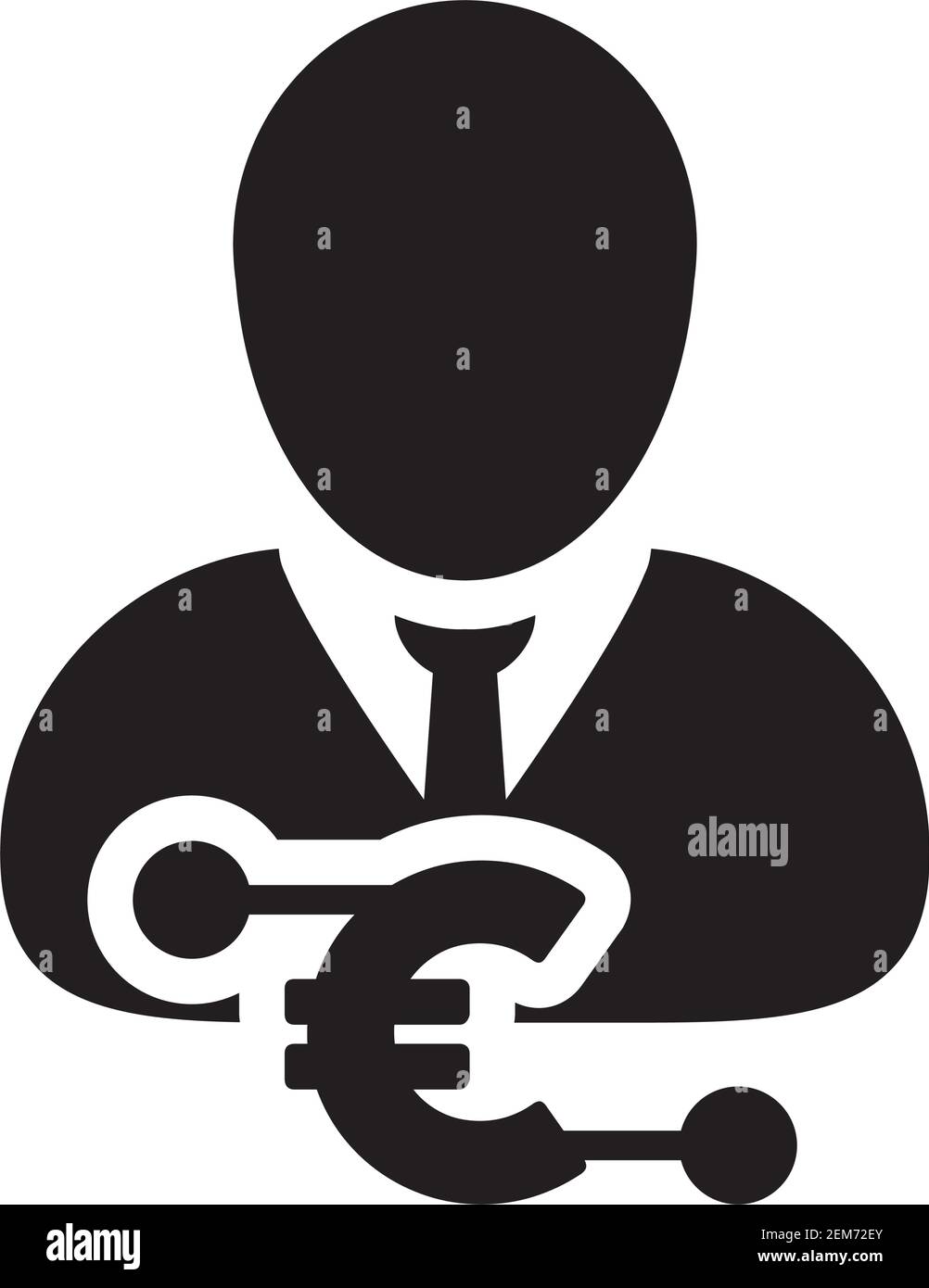 Avatar icône vecteur numérique euro devise avec utilisateur homme profil pour portefeuille numérique dans une illustration avec un pictogramme de glyphe Illustration de Vecteur