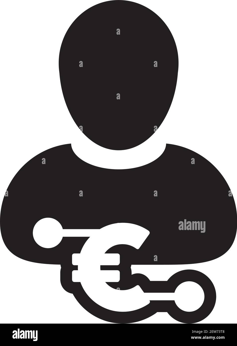 Icône de profil vecteur numérique euro devise avec utilisateur homme avatar pour portefeuille numérique dans une illustration avec un pictogramme de glyphe Illustration de Vecteur