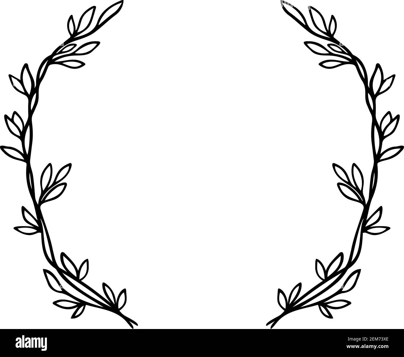 Cadre vectoriel tracé à la main. Couronne fleurie avec feuilles pour mariage et vacances. Éléments décoratifs pour le design. Illustration du vecteur isolé Illustration de Vecteur