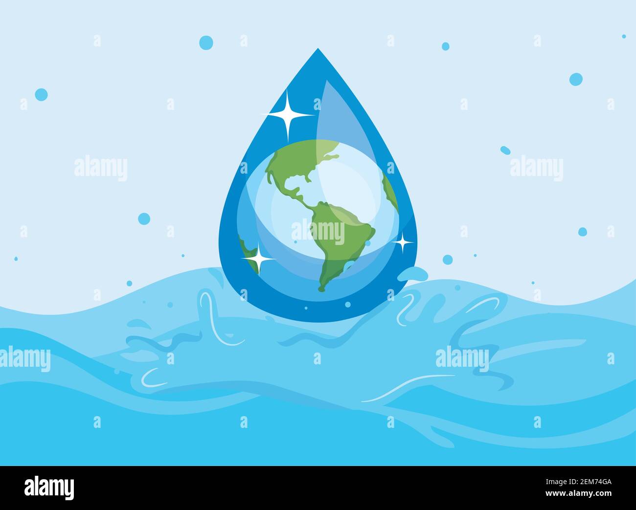Journee De L Eau Avec World Drop On Ocean Design L Environnement Sauver La Nature Et L Ecologie Theme Illustration Vectorielle Image Vectorielle Stock Alamy