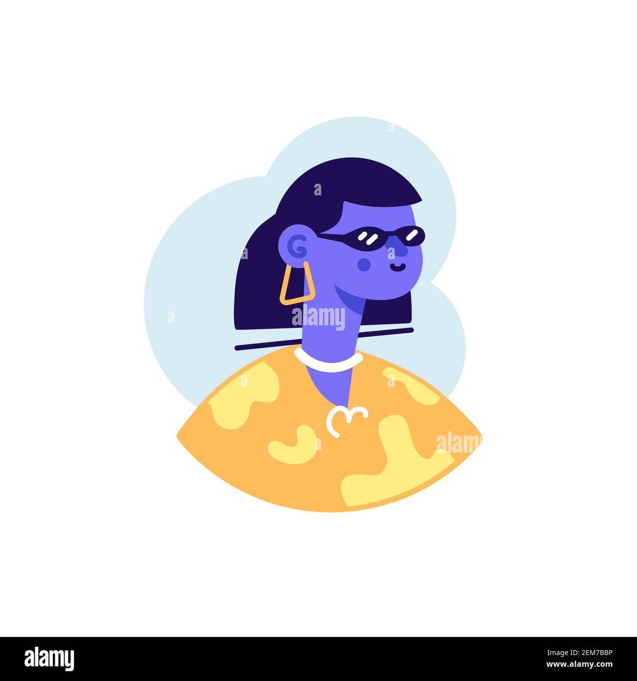 Avatar icône de la belle femme taille basse portant des boucles d'oreilles, Illustration de Vecteur