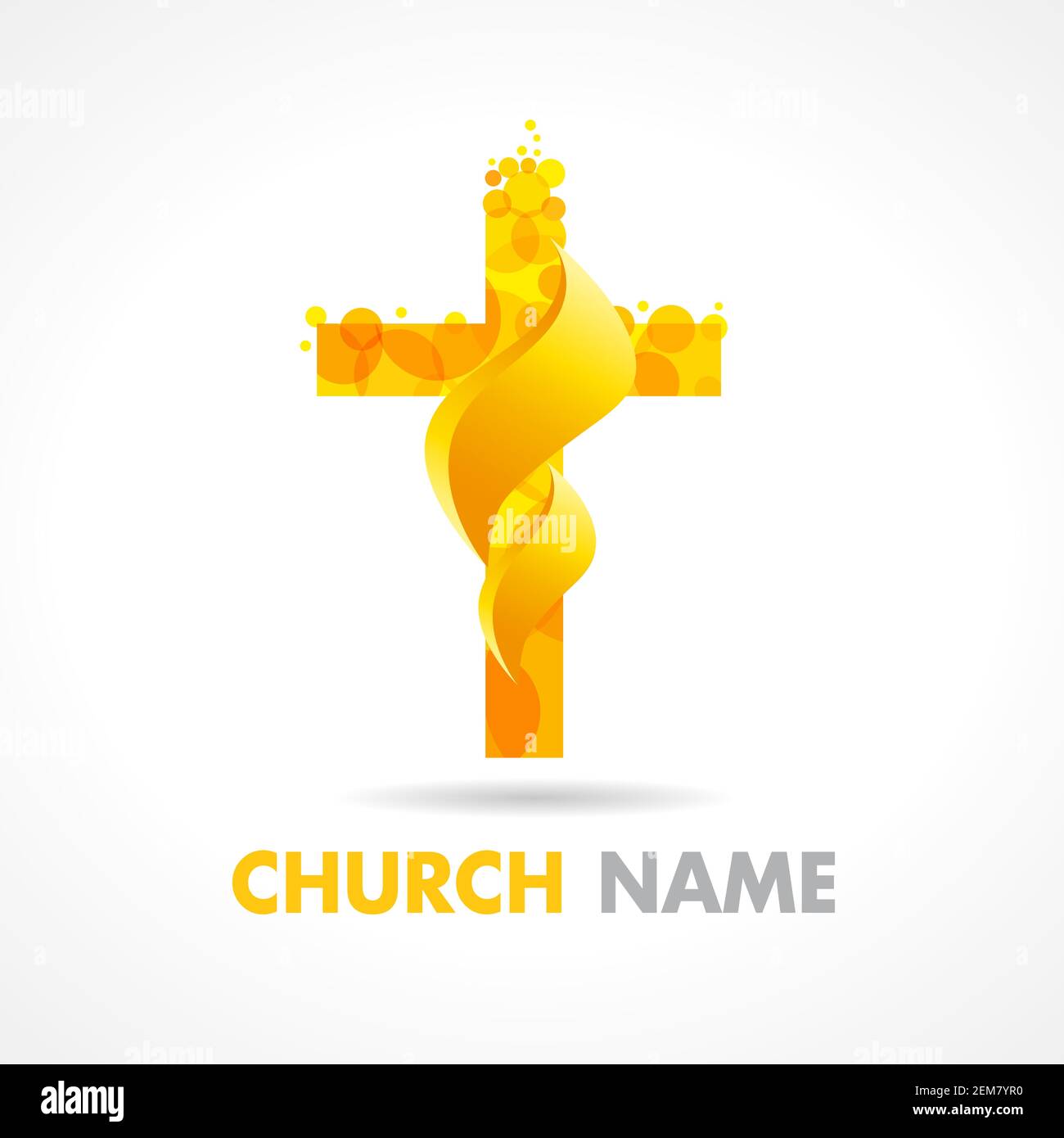 Logotype de l'église. Modèle religieux traditionnel de crucifixion de secours isolé. Vœux vectoriels du dimanche de la Pentecôte. Flamboyant éclatant brillant éclatant brillant éclatant brillant Illustration de Vecteur