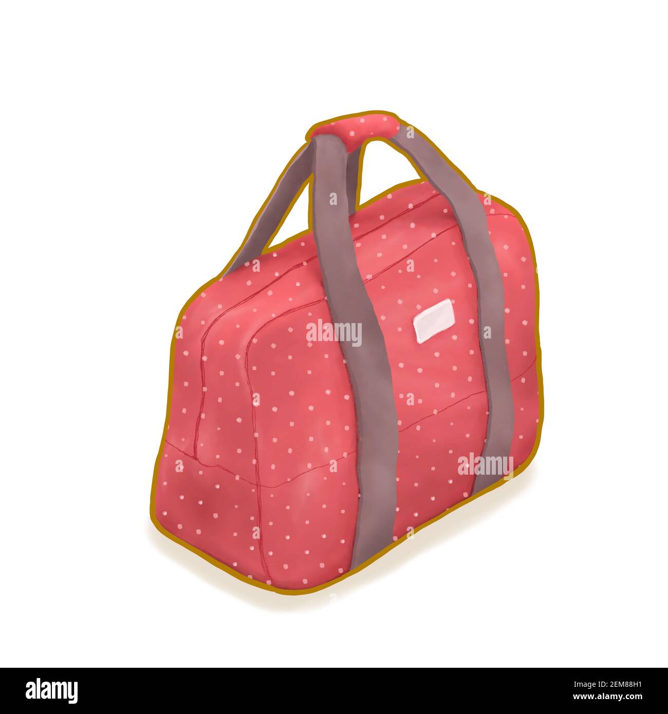 Sac à bagages de voyage, une peinture numérique de sac à main rouge rose avec poignée de transport pour les affaires et les voyages isométriques icône de dessin animé raster 3D Banque D'Images