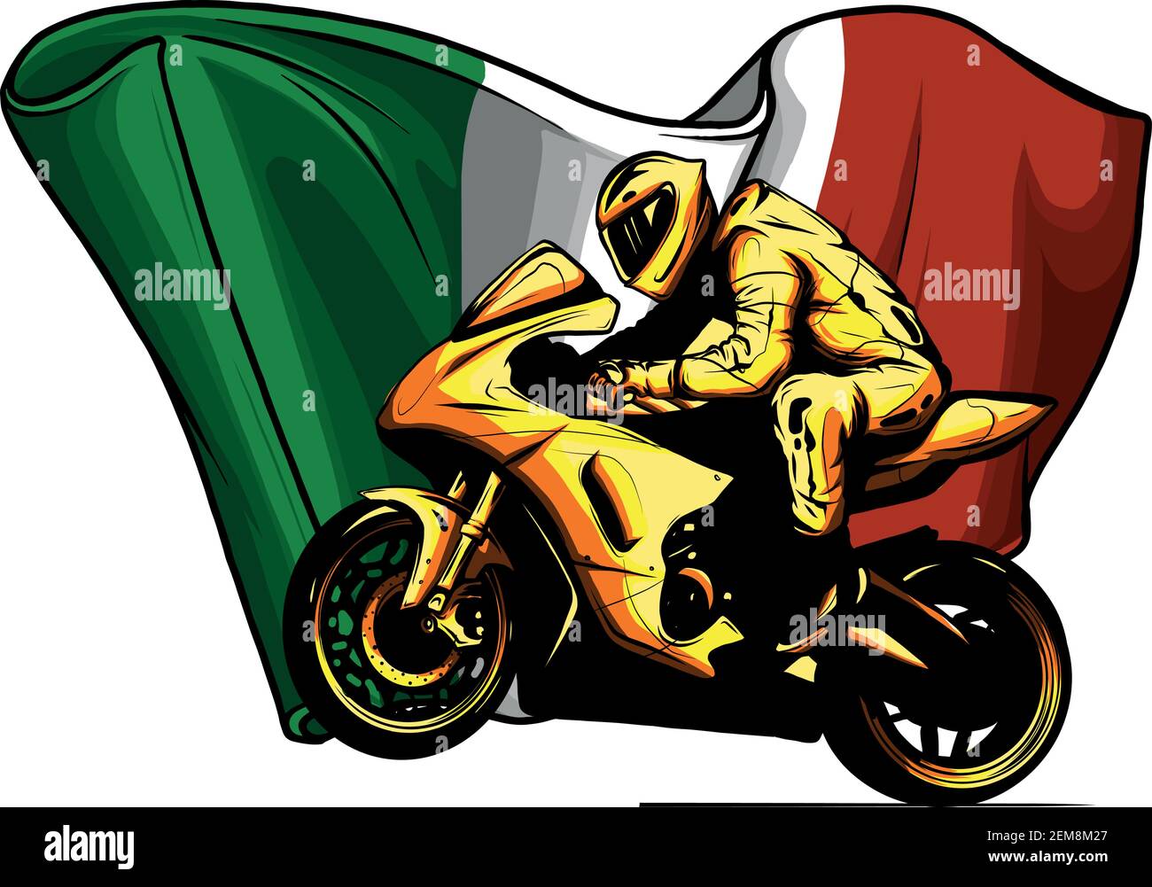 course de moto en virage avec vecteur drapeau italien Illustration de Vecteur