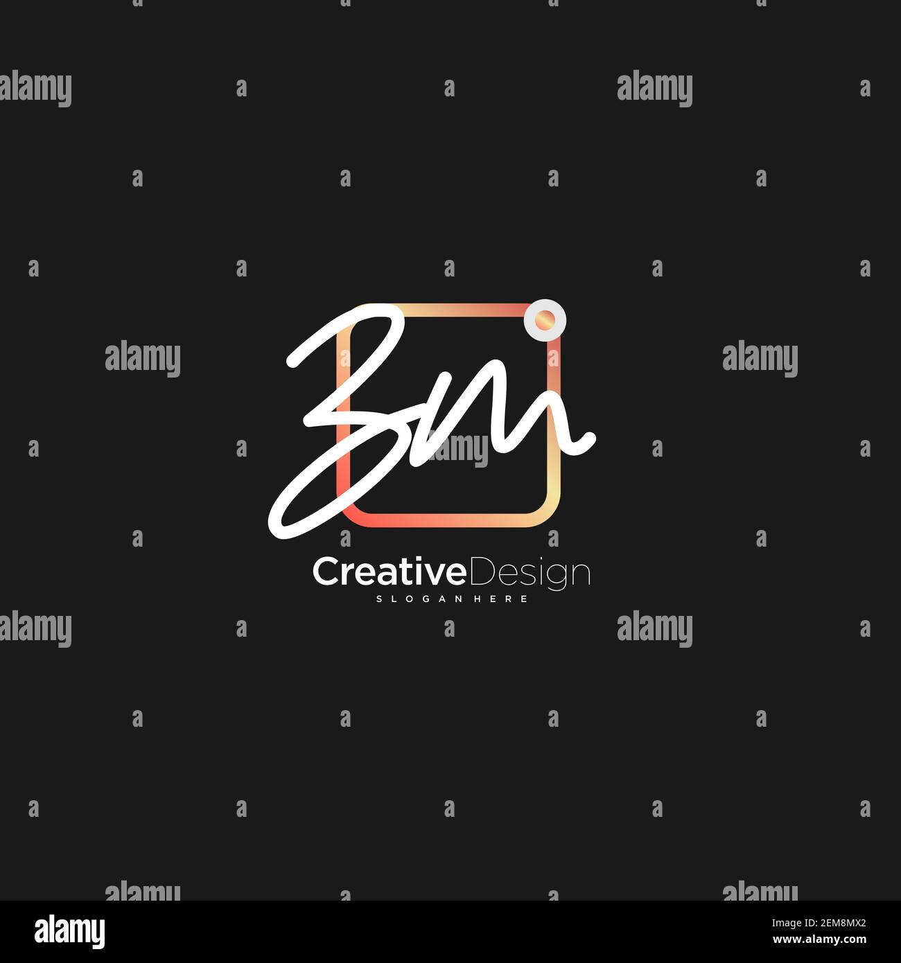 ZM lettre initiale logo écriture manuscrite dessin à la main boîte colorée vecteur, logo pour la beauté, cosmétiques, mariage, mode et affaires, et autre Illustration de Vecteur